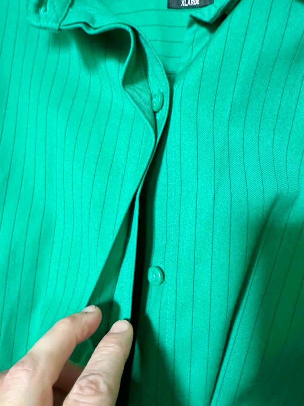 WILDFANG LikeNew Empower Pinstripe LongSleeve ButtonUp green shirt jacket